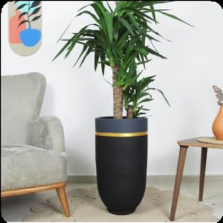 Aura Banded Tall Vessel (Siyah)